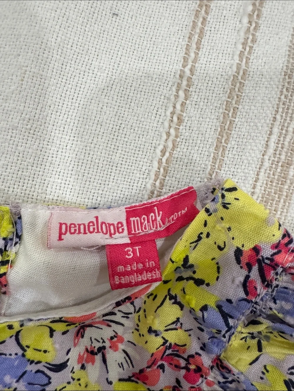 Penelope Mack Yellow Floral Ruffled Sundress with Pink & Purple Accents